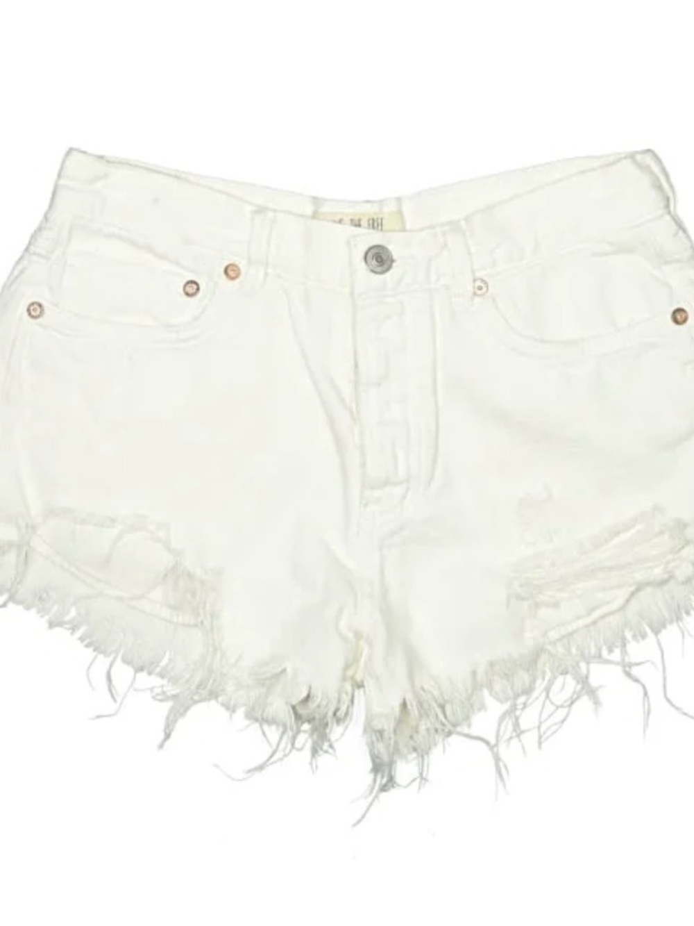 We The Free White Distressed Denim Cutoff Shorts